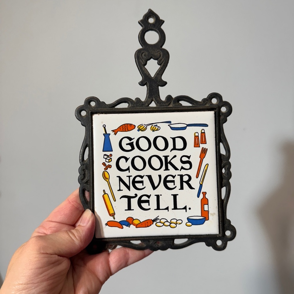 Vintage Decorative Kitchen Trivet with Cooking Motif